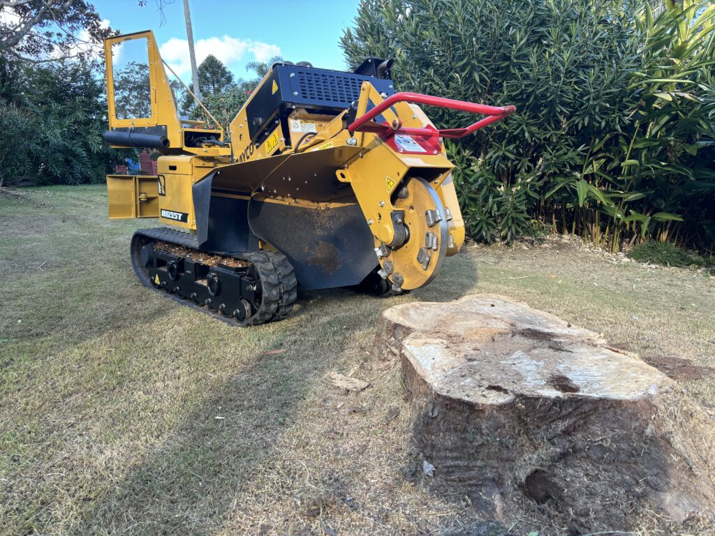 Stump grinder about to start grinding a stump